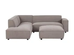 Canapé D'angle Gauche Et Pouf En Velours Côtelé Taupe BORORE -Accueil-Canapé canape 19738727