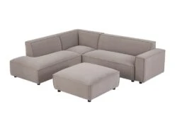 Canapé D'angle Gauche Et Pouf En Velours Côtelé Taupe BORORE -Accueil-Canapé canape 19738751