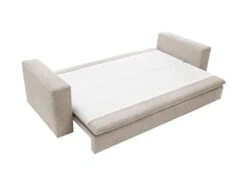 Canapé 3 Places Convertible En Velours Côtelé Crème TILIA -Accueil-Canapé canape 19766603