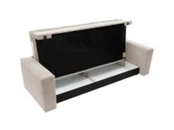 Canapé 3 Places Convertible En Velours Côtelé Crème TILIA -Accueil-Canapé canape 19766605