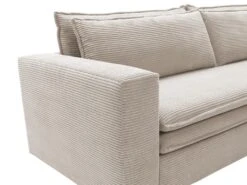 Canapé 3 Places Convertible En Velours Côtelé Crème TILIA -Accueil-Canapé canape 19766627