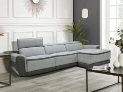 Canapé D'angle Droit Relax électrique En Tissu Gris Clair ORIETTO
