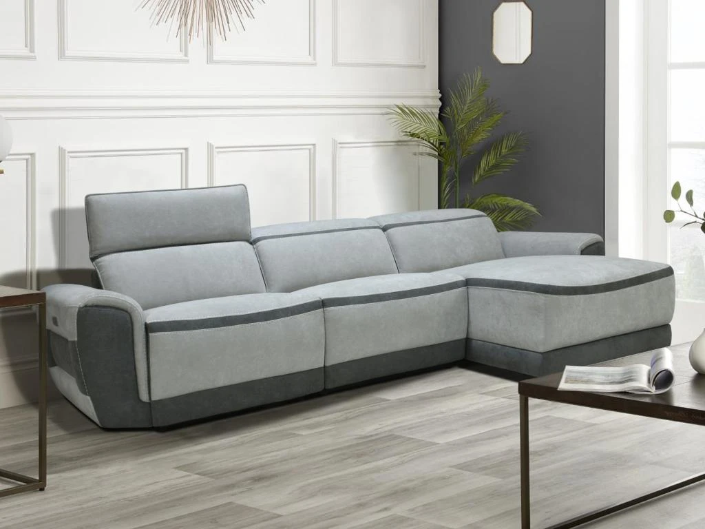 Canapé D'angle Droit Relax électrique En Tissu Gris Clair ORIETTO 13 Canapé D'angle Droit Relax électrique En Tissu Gris Clair ORIETTO – Image 11