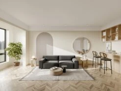 Canapé 3 Places En Velours Gris OTRANO