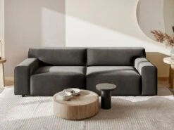 Canapé 3 Places En Velours Gris OTRANO -Accueil-Canapé canape 19874037