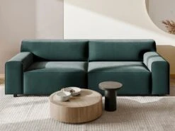 Canapé 3 Places En Velours Bleu OTRANO -Accueil-Canapé canape 19874047