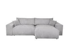 Canapé D'angle Réversible En Velours Côtelé Gris Clair LUMIO -Accueil-Canapé canape 19874395