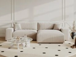 Canapé D'angle Réversible En Velours Côtelé Crème LUMIO -Accueil-Canapé canape 19875077