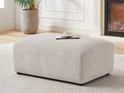 Canapé D'angle Gauche Et Pouf En Velours Côtelé Beige TIRONO -Accueil-Canapé canape 19916875