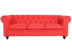 Grand Canapé 3 Places Chesterfield Rouge