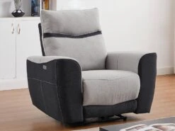 Fauteuil Relax électrique En Tissu Gris Et Anthracite DAMON -Accueil-Canapé canape 19946613