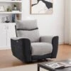 Fauteuil Relax électrique En Tissu Gris Et Anthracite DAMON -Accueil-Canapé canape 19946617