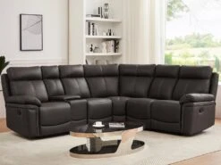 Grand Canapé D'angle Relax En Cuir Marron DEVERA -Accueil-Canapé canape 19956329