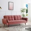 Canapé 3 Places Convertible Clic-clac En Velours Rose GULCAN -Accueil-Canapé canape 19966043