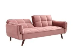 Canapé 3 Places Convertible Clic-clac En Velours Rose GULCAN -Accueil-Canapé canape 19966259