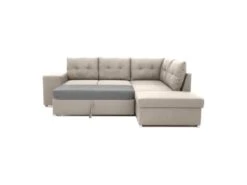 Canapé D'angle Convertible Réversible 4-5 Places MITCHELL - Tissu Beige - Coffre De Rangement - L 247 X P 205 X H 71/93 Cm -Accueil-Canapé canape 20001875