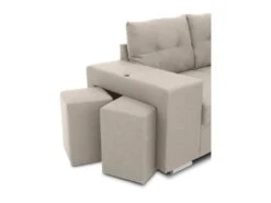 Canapé D'angle Convertible Réversible 4-5 Places MITCHELL - Tissu Beige - Coffre De Rangement - L 247 X P 205 X H 71/93 Cm -Accueil-Canapé canape 20001877