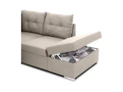 Canapé D'angle Convertible Réversible 4-5 Places MITCHELL - Tissu Beige - Coffre De Rangement - L 247 X P 205 X H 71/93 Cm -Accueil-Canapé canape 20001879
