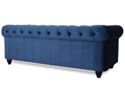 Grand Canapé 3 Places Chesterfield Velours Bleu -Accueil-Canapé canape 20006735