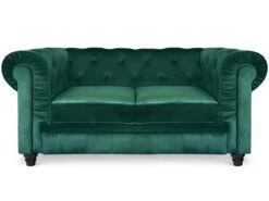 Grand Canapé 2 Places Chesterfield Velours Vert