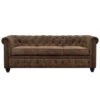 Canapé Chesterfield 3 Places Marron Vieilli -Accueil-Canapé canape 20012695