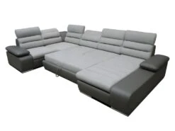 Canapé D'angle Panoramique Convertible En Tissu Et Simili BOILEAU - Bicolore Gris/anthracite - Angle Droit -Accueil-Canapé canape 200385