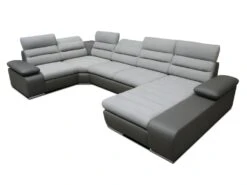 Canapé D'angle Panoramique Convertible En Tissu Et Simili BOILEAU - Bicolore Gris/anthracite - Angle Droit -Accueil-Canapé canape 200387