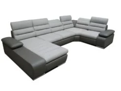 Canapé D'angle Panoramique Convertible En Tissu Et Simili BOILEAU - Bicolore Gris/anthracite - Angle Gauche -Accueil-Canapé canape 200393