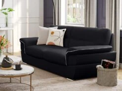 Canapé 3 Places En Cuir THIBAULT - Noir -Accueil-Canapé canape 20084267