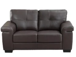 Canapé 2 Places En Cuir HAZEL - Marron -Accueil-Canapé canape 204033