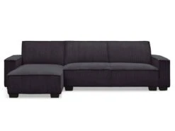 Canapé D'angle Réversible Et Convertible Johnny Velours Côtelé Noir