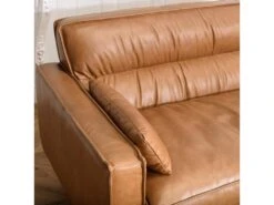 GASTON - Canapé 3 Places Vintage En Cuir Marron Camel, Pieds En Bois -Accueil-Canapé canape 20932743