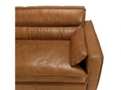 GASTON - Canapé 3 Places Vintage En Cuir Marron Camel, Pieds En Bois -Accueil-Canapé canape 20932747