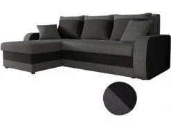 Canapé D'angle Convertible En Tissu "Kris" - 3 Places - Gris/Noir -Accueil-Canapé canape 20940631