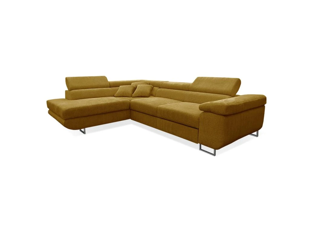 Canapé D'angle Convertible Gauche 4 Places Coffre Martin Velours Côtelé Jaune 3 Canapé D'angle Convertible Gauche 4 Places Coffre Martin Velours Côtelé Jaune