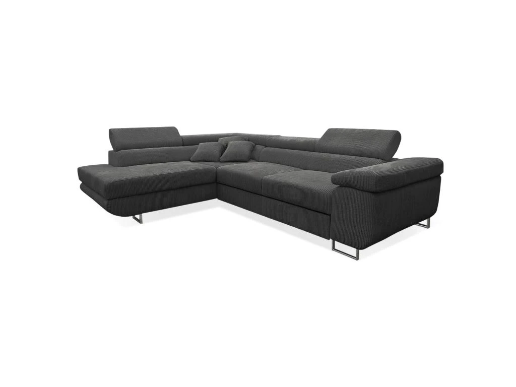 Canapé D'angle Convertible Gauche 4 Places Coffre Martin Velours Côtelé Gris Foncé 3 Canapé D'angle Convertible Gauche 4 Places Coffre Martin Velours Côtelé Gris Foncé