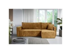 Canapé D'angle Réversible Convertible 3 Places Ezekiel Velours Côtelé Jaune -Accueil-Canapé canape 20941759