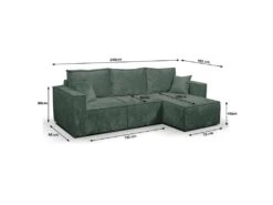 Canapé D'angle Réversible Convertible 3 Places Coffre Romain Velours Vert Sapin -Accueil-Canapé canape 20941827