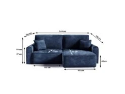 Canapé D'angle Réversible Convertible 3 Places Coffre Valentin Mini Bouclé Bleu -Accueil-Canapé canape 20941853