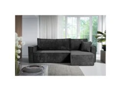 Canapé D'angle Réversible Convertible 3 Places Ezekiel Velours Côtelé Gris -Accueil-Canapé canape 20941863