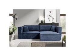 Canapé D'angle Réversible Convertible 3 Places Jimmy Velours Côtelé Bleu -Accueil-Canapé canape 20941871