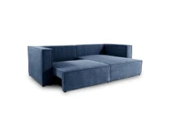 Canapé D'angle Réversible Convertible 3 Places Jimmy Velours Côtelé Bleu -Accueil-Canapé canape 20941873