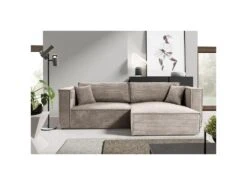 Canapé D'angle Réversible Convertible 3 Places Jimmy Velours Côtelé Taupe -Accueil-Canapé canape 20942051