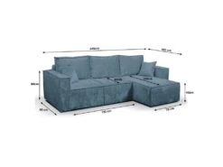 Canapé D'angle Réversible Convertible 3 Places Coffre Romain Velours Bleu -Accueil-Canapé canape 20942151