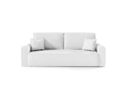 Canapé Convertible 3 Places Coffre Valentin Bouclé Blanc