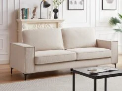 Canapé 3 Places En Velours Côtelé Beige OLMEDA -Accueil-Canapé canape 20974771