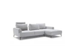 Canapé D'angle Droit Tissu Gris Clair Modulable - ALIX