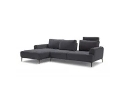 Canapé D'angle Gauche Tissu Gris Anthracite Modulable - ALIX