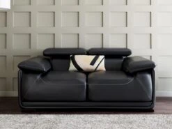 Canapé 2 Places En Cuir MACELO - Noir -Accueil-Canapé canape 21072643