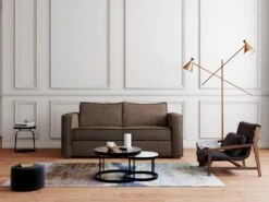 Canapé 3 Places Convertible Express En Velours Côtelé Marron - Couchage 140 Cm - Matelas 18 Cm LORETO